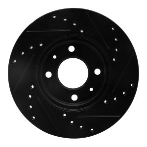 Dodge Attitude Brake Rotor (1) - Front Left - R1 Concepts - Drilled & Slotted - Black - `12-`25